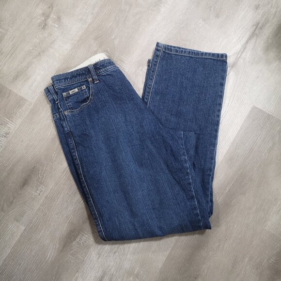 Lee Comfort Waistband Ladies Size 14M Stretch Medium Wash Straight Leg Jeans - Picture 11 of 16